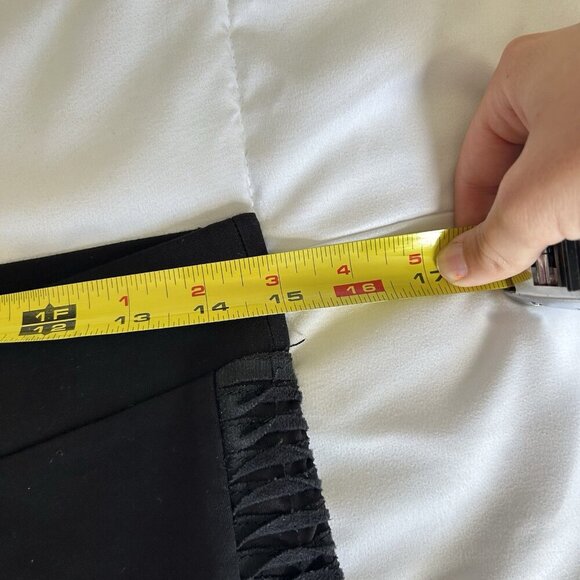 Abbeline Womens Medium Black Leggings Faux Leather Side Panel Office Business - Picture 4 of 7